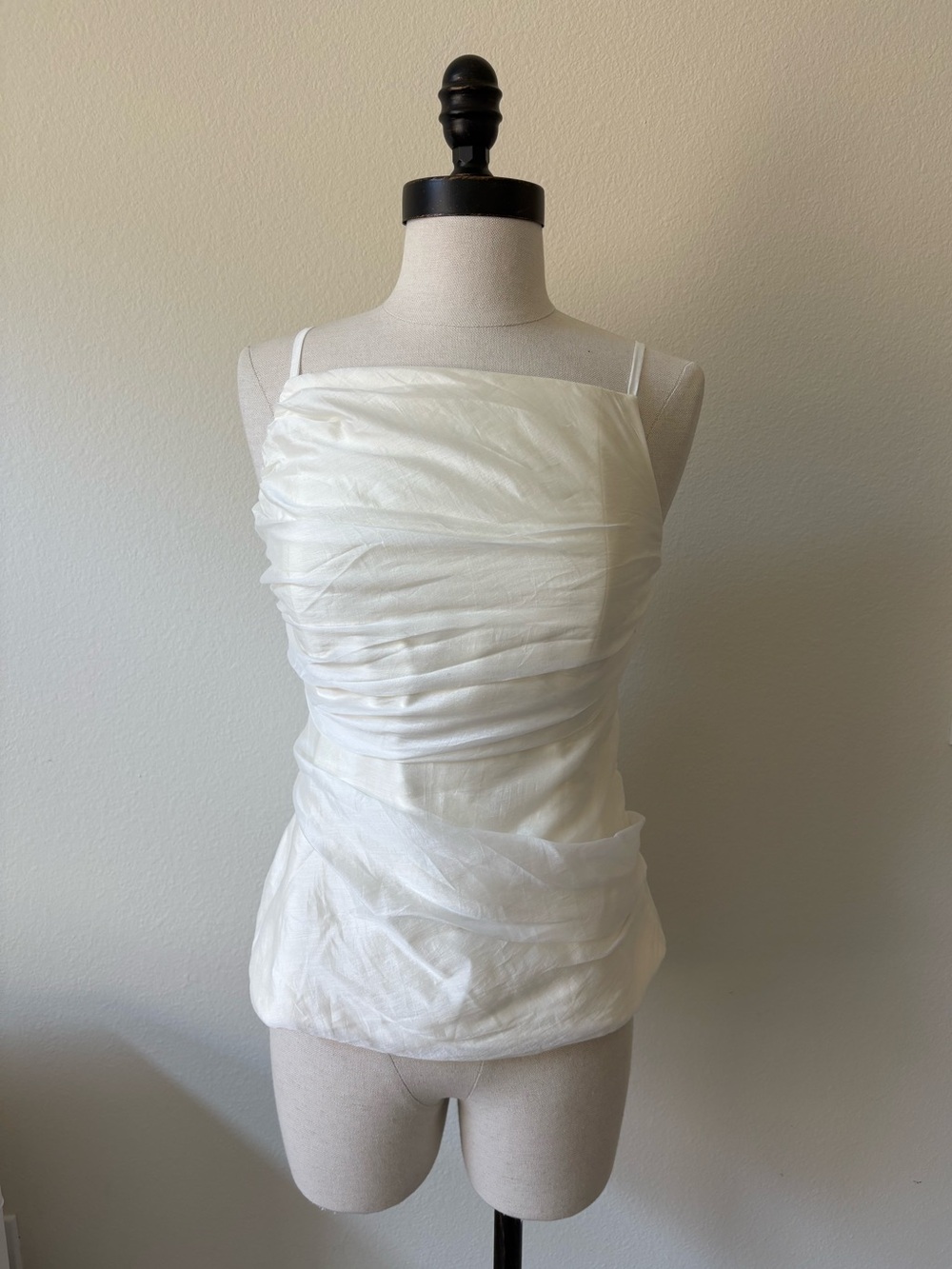 Nine Studio | Classic White Ruched Cami Top